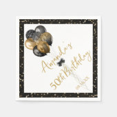 Moderne zwarte goudglitter bespaart elke dag servet (Voorkant)