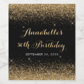 Moderne zwarte goudglitter bespaart elke dag wijn etiket (Enkel label)