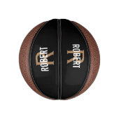 Moderne zwarte goudmonogram, basketbal (Verticaal)