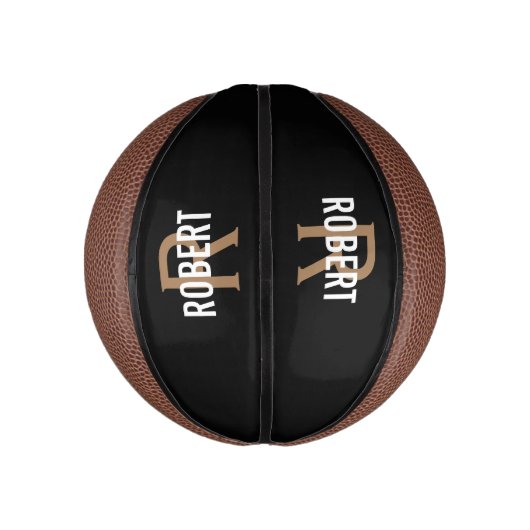 Moderne zwarte goudmonogram, basketbal (Verticaal)