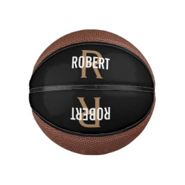 Moderne zwarte goudmonogram, basketbal