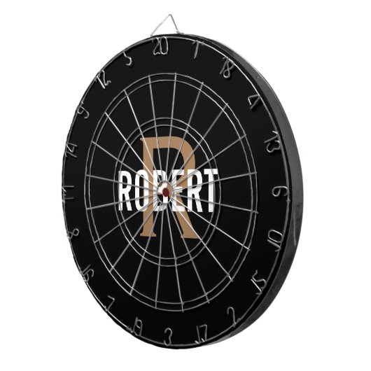 Moderne zwarte goudmonogram dartbord (Voorkant Rechts)