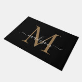 Moderne zwarte goudmonogram Feminine Script Name Deurmat (Schuin)