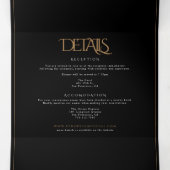 Moderne zwarte goudmonogram in één keer drieluik uitnodiging (Binnenkant midden)