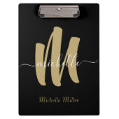 moderne zwarte goudmonogram initiaal handelsnaam klembord (Voorkant)