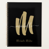 moderne zwarte goudmonogram initiaal handelsnaam planner (Voorkant)