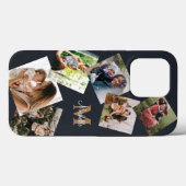 Moderne zwarte & goudmonogram multi-foto Case-Mate iPhone case (Achterkant (horizontaal))