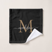 Moderne zwarte goudmonogram naam bad handdoek (Wasdoekje)