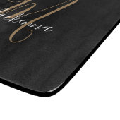 Moderne zwarte goudmonogram naam snijplank (Hoek)