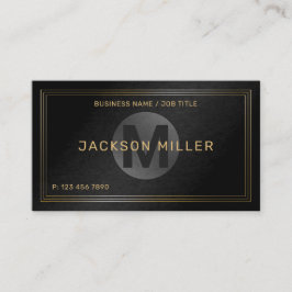 Moderne zwarte & goudmonogram - op maat visitekaartje