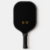 Moderne zwarte goudmonogram pickleball paddle (Voorkant)