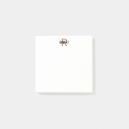 Moderne zwarte goudmonogram post-it® notes