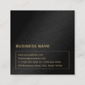 Moderne zwarte & goudmonogram Professional Vierkante Visitekaartje (Achterkant)