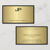 Moderne zwarte goudmonogram - uitmuntende luxe lux visitekaartje (Voorkant / Achterkant)