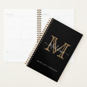 Moderne zwarte goudmonogram voor Elegant Professio Planner (Display)