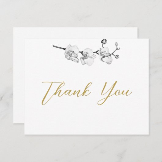 Moderne zwarte goudorchideeën bruiloft bedankkaart (Voorkant / Achterkant)