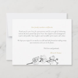 Moderne zwarte goudorchideeën bruiloft bedankkaart