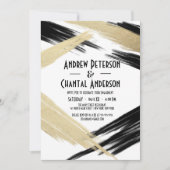 Moderne zwarte goudpenseelVerloving Kaart (Voorkant)