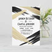 Moderne zwarte goudpenseelVerloving Kaart (Staand voorkant)
