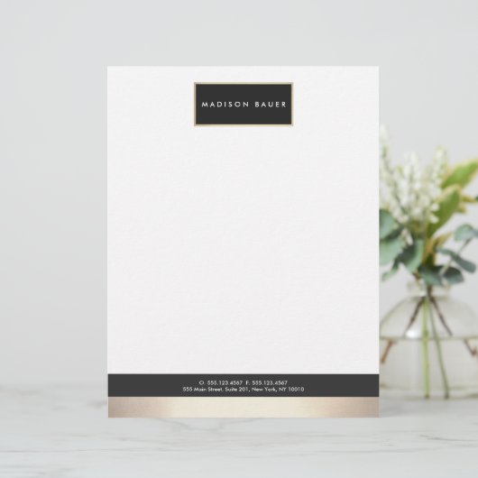 Moderne zwarte goudplak Professional, elegant Custom Briefhoofd (Staand voorkant)