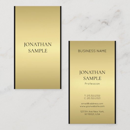 Moderne zwarte goudprocessor, beste visitekaartje (Voorkant / Achterkant)