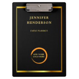 Moderne zwarte goudprofessionele logo klembord