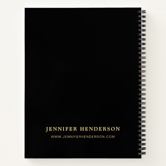 Moderne zwarte goudprofessionele logo notitieboek (Achterkant)