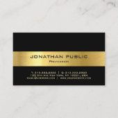 Moderne zwarte goudprofessionele Sjabloon Visitekaartje (Voorkant)