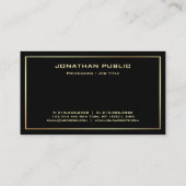 Moderne zwarte goudprofessionele Sjabloon Visitekaartje (Achterkant)