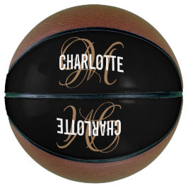 Moderne zwarte goudscriptnaam Basketball Basketbal