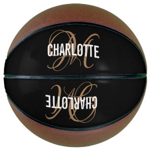 Moderne zwarte goudscriptnaam Basketball Basketbal