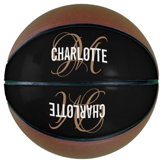 Moderne zwarte goudscriptnaam Basketball Basketbal (Voorkant)