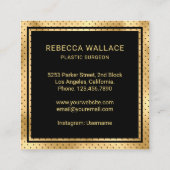 Moderne zwarte goudspuit Plastic chirurg Doctor Vierkante Visitekaartje (Achterkant)