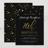 Moderne zwarte & goudStar-Confetti 70e verjaardag Kaart (Voorkant / Achterkant)