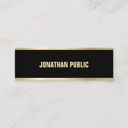 Moderne zwarte goudtekst elegant eenvoudig papier  mini visitekaartje (Voorkant)