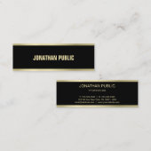 Moderne zwarte goudtekst elegant eenvoudig papier  mini visitekaartje (Voorkant / Achterkant)