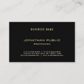 Moderne zwarte goudtekst Sjabloon Luxe Visitekaartje (Achterkant)
