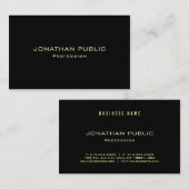 Moderne zwarte goudtekst Sjabloon Luxe Visitekaartje (Voorkant / Achterkant)