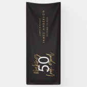 Moderne zwarte goudverjaardag, eenvoudig elegant s spandoek (Verticaal)