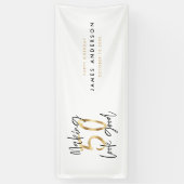 Moderne zwarte goudverjaardag eenvoudig elegant sc spandoek (Verticaal)