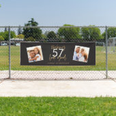 Moderne zwarte goudverjaardag eenvoudig elegant sc spandoek (Insitu)