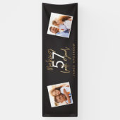 Moderne zwarte goudverjaardag eenvoudig elegant sc spandoek (Verticaal)