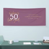 Moderne zwarte goudverjaardag eenvoudig elegant sc spandoek (Beurs)