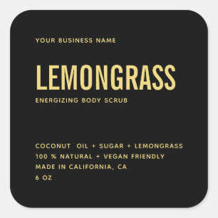 Moderne zwarte goudvormig waslabel vierkante sticker