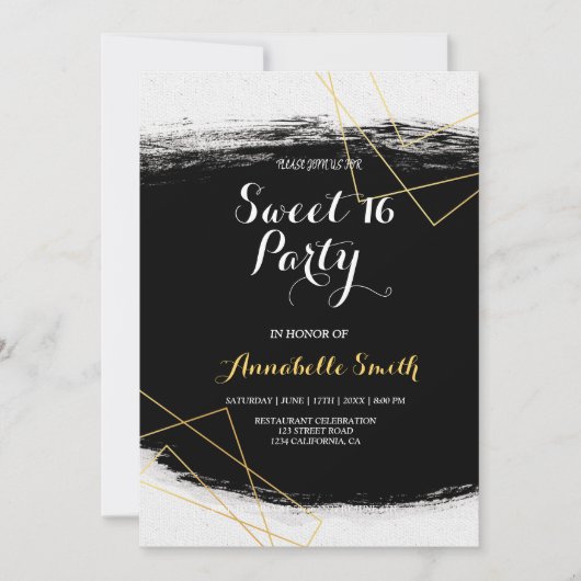 Moderne zwarte & goudWaterverf Geometrische zoete  Kaart (Voorkant)