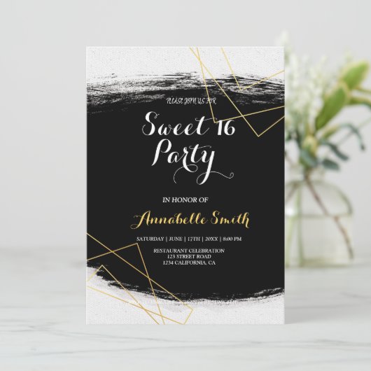 Moderne zwarte & goudWaterverf Geometrische zoete  Kaart (Staand voorkant)