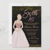 Moderne zwarte & goudzoete zestien op 16 oktober kaart (Voorkant)