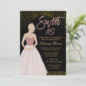 Moderne zwarte & goudzoete zestien op 16 oktober kaart (Staand voorkant)