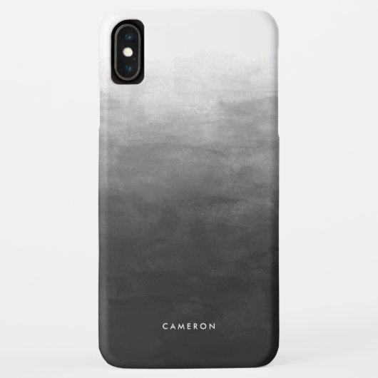 Moderne zwarte gradiënt ombre gepersonaliseerd Case-Mate iPhone case (Achterkant)