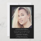 Moderne zwarte GraduPartij fotoscript Kaart (Achterkant)